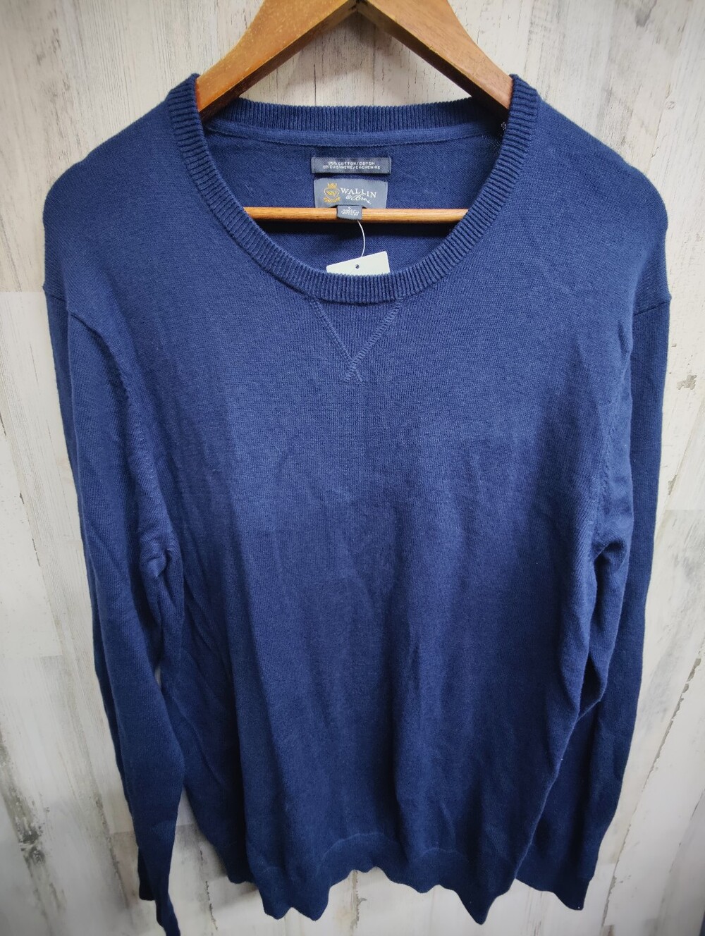 Wallin & Bros. Cotton & Cashmere Crew Neck Sweater Men's Large Soft Fabric